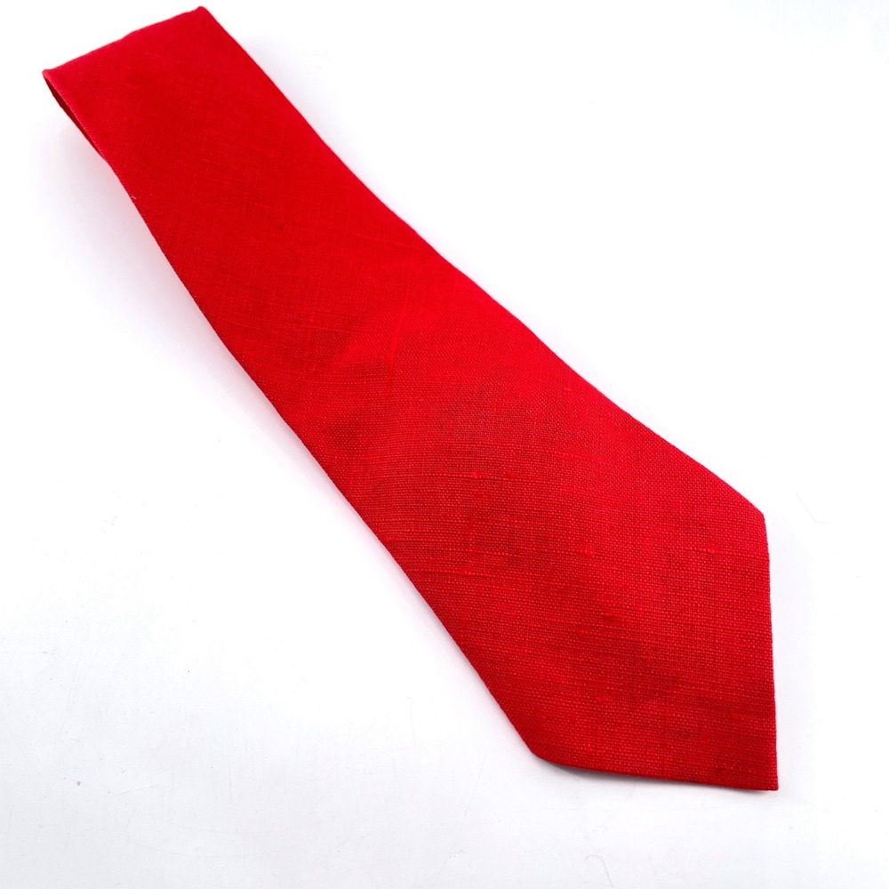 Moygashel Irish Linen Tie Coastal Casual Red Woven Nubby Necktie Summer Outdoor
